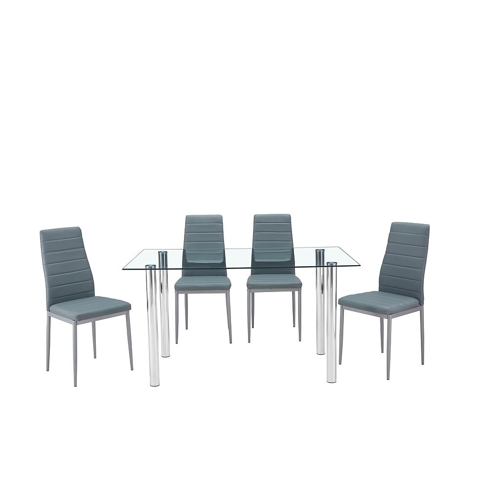 CLEVELAND SILLA DE COMEDOR POLIPIEL + ESTRUCTURA METALICA COLOR PLATA